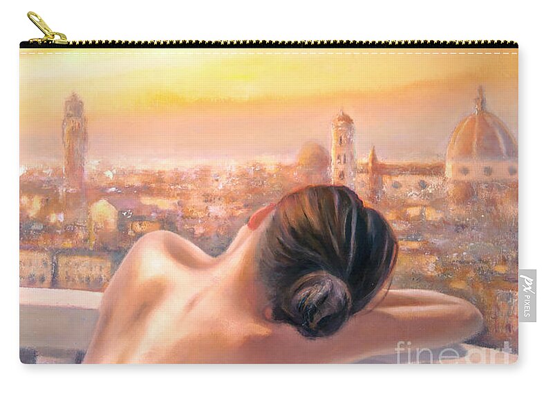 Amore Di Firenze Zip Pouch featuring the painting Amore di Firenze Love of Florence by Michael Rock