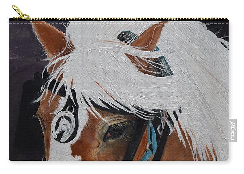 Horse Zip Pouch featuring the painting Amos - Haflinger - Horse by Jan Dappen