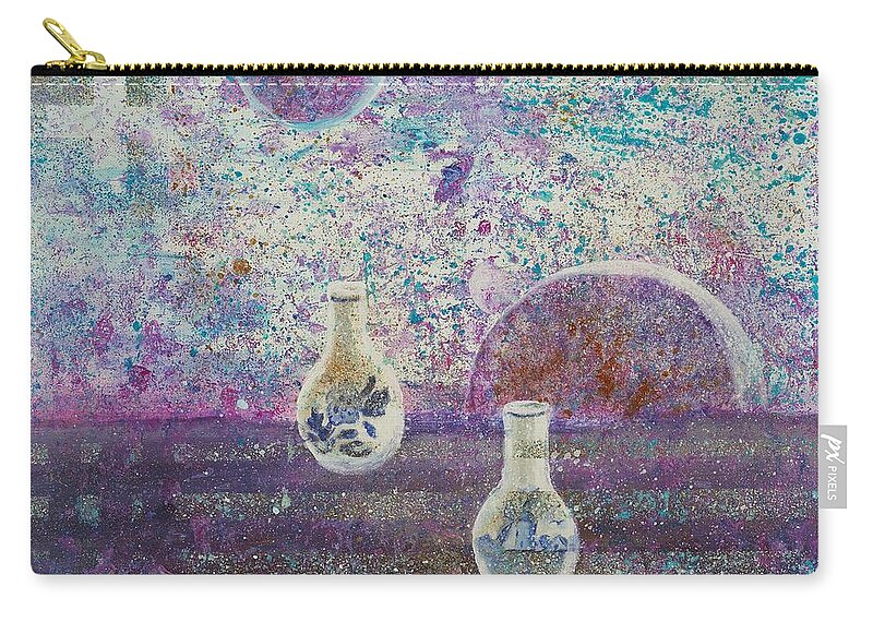 Abstract Landscape Zip Pouch featuring the painting Amphora-Through the Looking Glass by Marlene Book