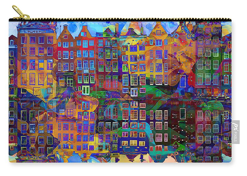 Amsterdam Zip Pouch featuring the painting Amsterdam Abstract by Jacky Gerritsen