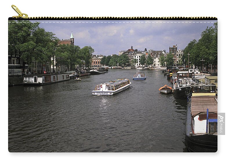Amstel River Scene Zip Pouch featuring the photograph Amsterdam Water Scene by Sally Weigand