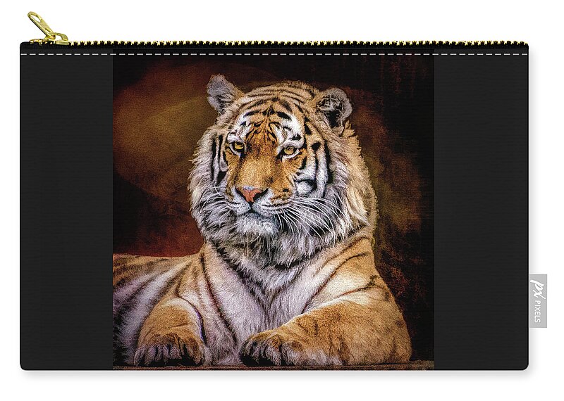 Amur Tiger Zip Pouch featuring the photograph Amur Tiger by Brian Tarr