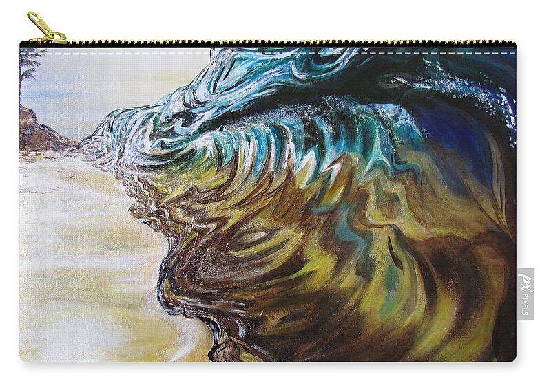 Ocean Zip Pouch featuring the painting Amy's Wave by Mandy Joy