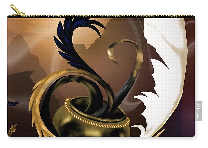 Quill Zip Pouch featuring the digital art An Artist's Calling by Alice Chen