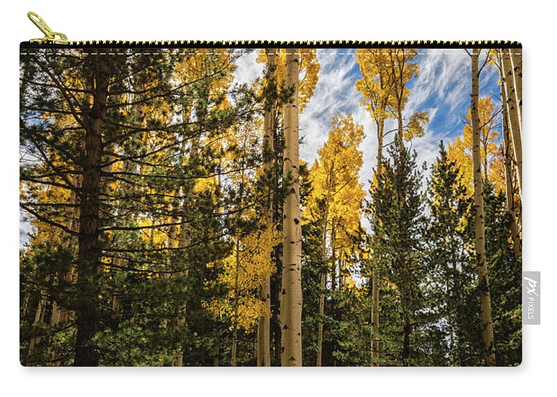 Fall Zip Pouch featuring the photograph An Autumn Morning in the Woods by Saija Lehtonen
