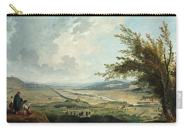 Hubert Robert Carry-all Pouch featuring the painting An Extensive Landscape near Paris by Hubert Robert
