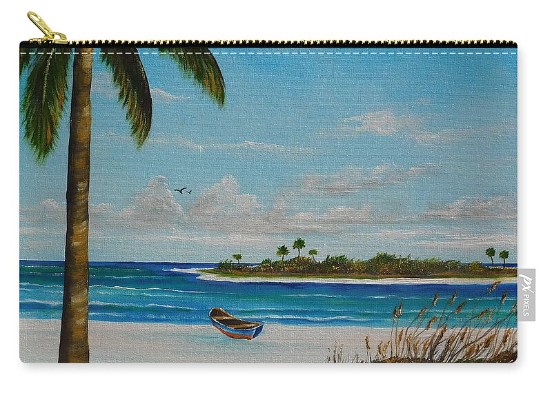 Island Zip Pouch featuring the painting An Island In Paradise by Lloyd Dobson