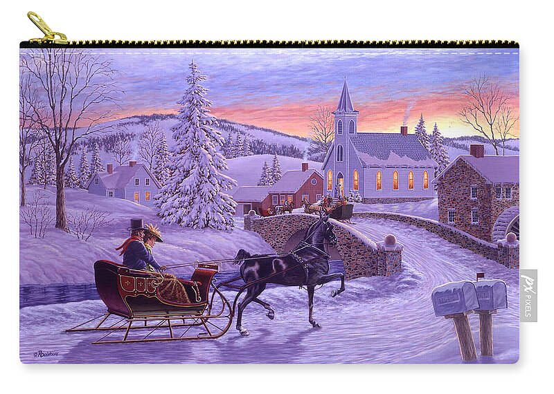 Christmas Zip Pouch featuring the painting An Old Fashioned Christmas by Richard De Wolfe