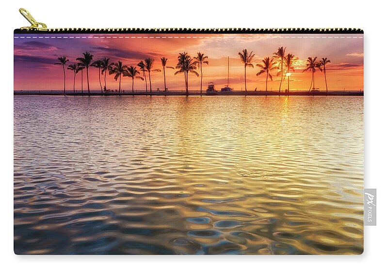 A Bay Zip Pouch featuring the photograph Anaehoomalu Sunset by Christopher Johnson