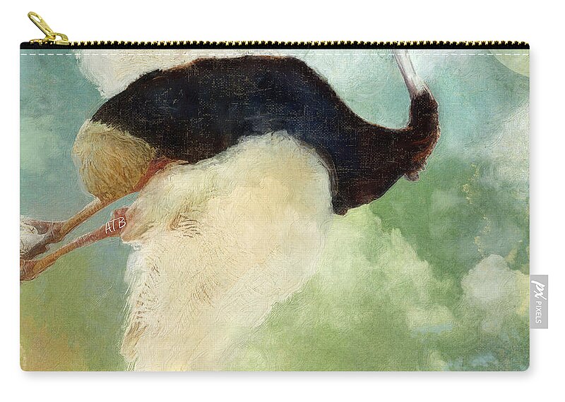 Ostrich Zip Pouch featuring the painting Anastasia's Ostrich by Mindy Sommers