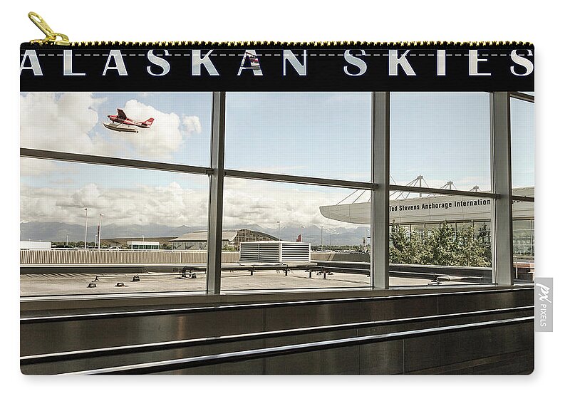 Alaska Zip Pouch featuring the photograph Anchorage Alaska Airport No3 Vintage Warm by Joni Eskridge