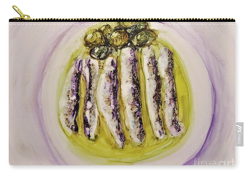 Anchovy Zip Pouch featuring the painting Anchovies and Olives by Laurie Morgan