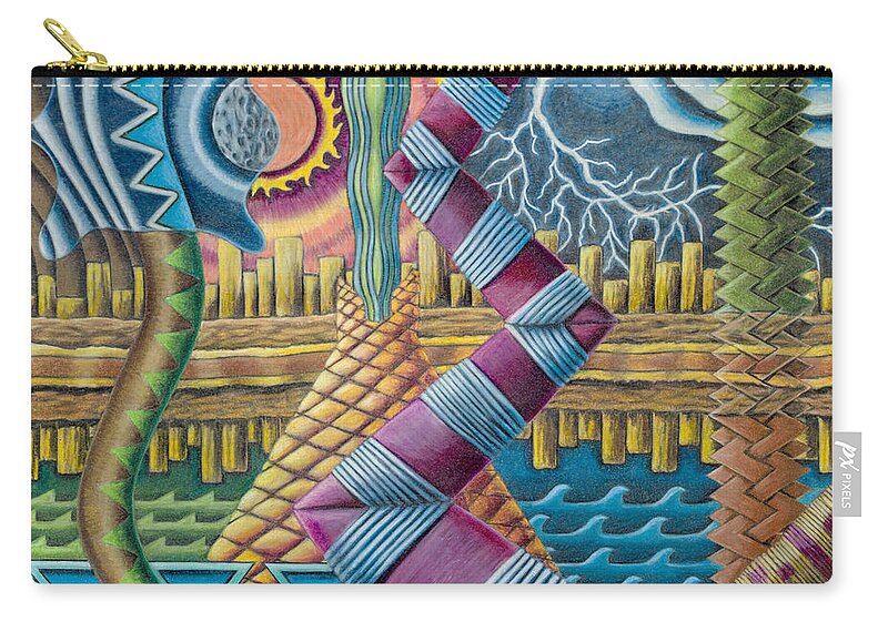 Fine Art Zip Pouch featuring the drawing Ancient Elements by Scott Brennan
