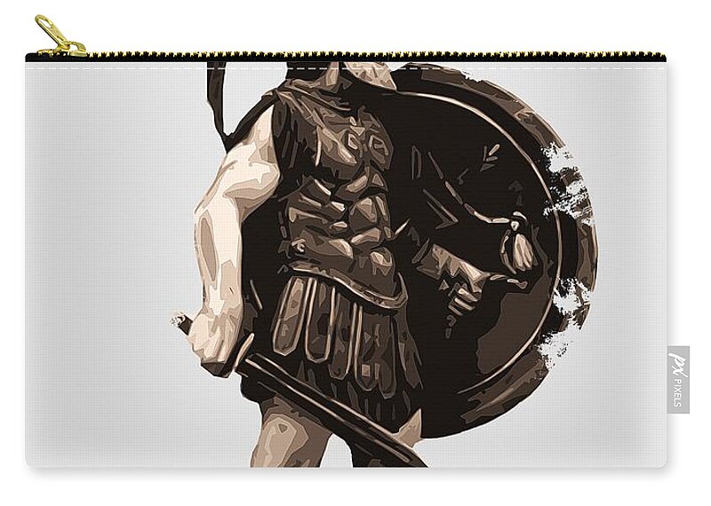 Spartan Warrior Zip Pouch featuring the painting Ancient Greek Hoplite by AM FineArtPrints