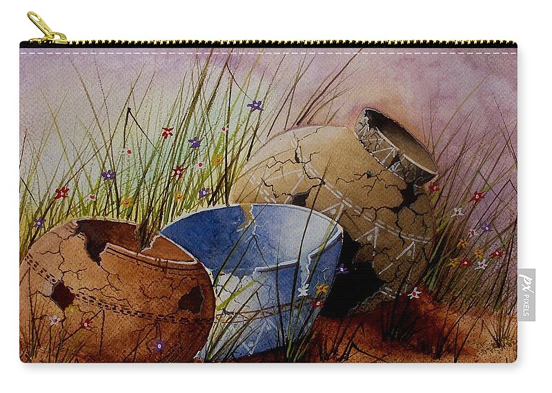 American Zip Pouch featuring the painting Ancient Relics a Paint along with Jerry Yarnell' study. by Jimmy Smith
