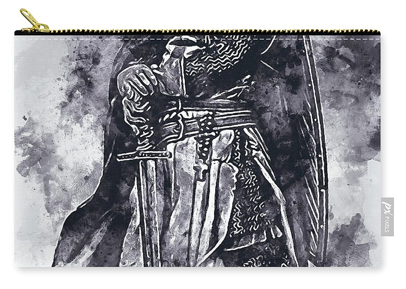 Ancient Templar Zip Pouch featuring the painting Ancient Templar Knight - Watercolor 07 by AM FineArtPrints