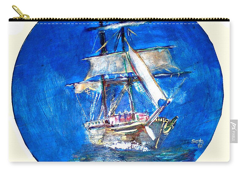 Acrylic On Wood Zip Pouch featuring the painting Ancient Vessel by Seth Weaver