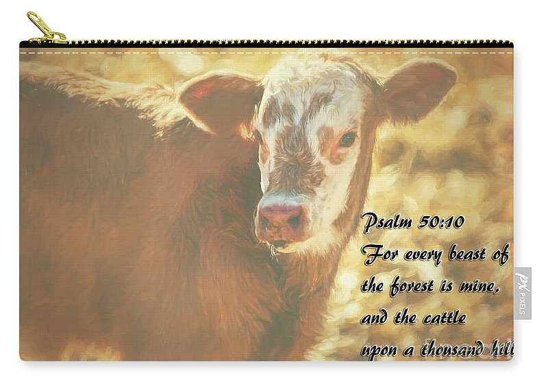Cow Zip Pouch featuring the photograph And The Cattle by Janice Pariza