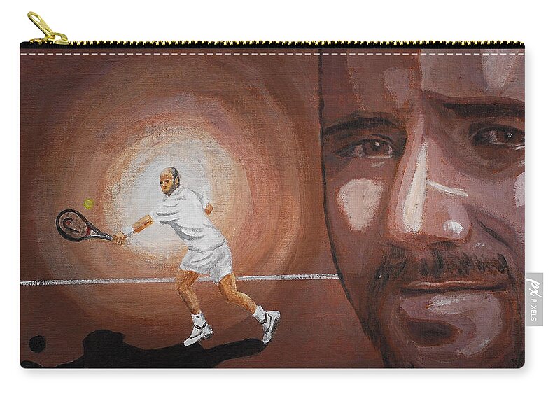 Andre Agassi Zip Pouch featuring the painting Andre Agassi by Quwatha Valentine