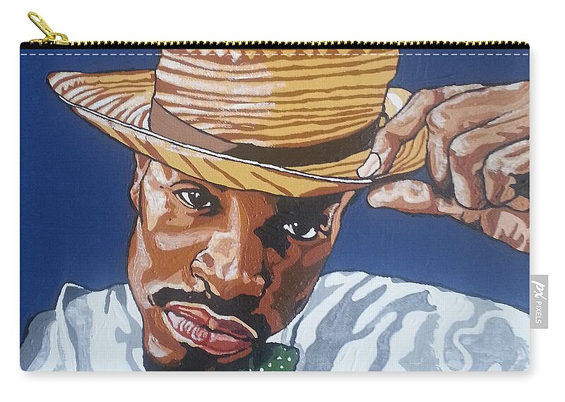 Andre 3000 Zip Pouch featuring the painting Andre Benjamin by Rachel Natalie Rawlins
