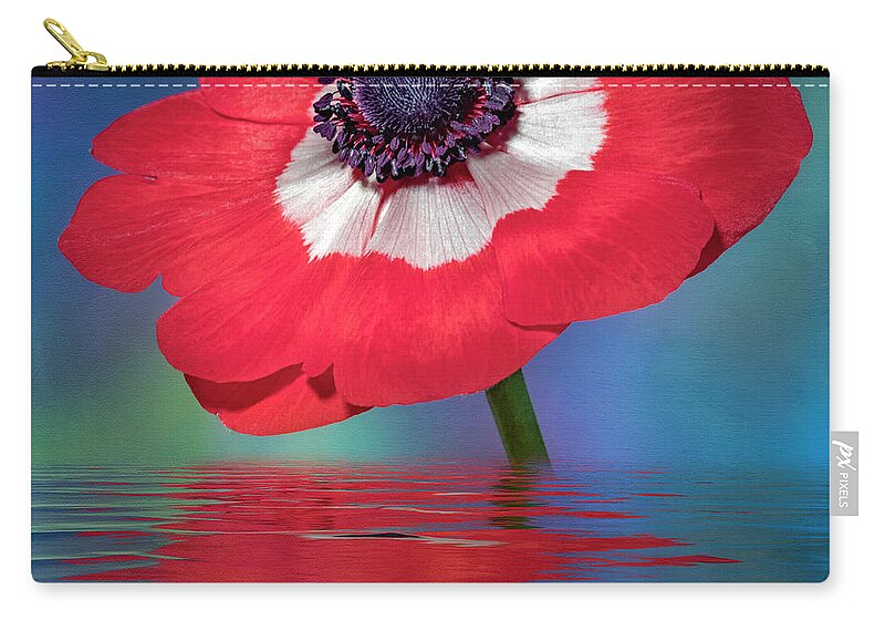 Anemone Flower Zip Pouch featuring the photograph Anemone Flower by Susan Candelario