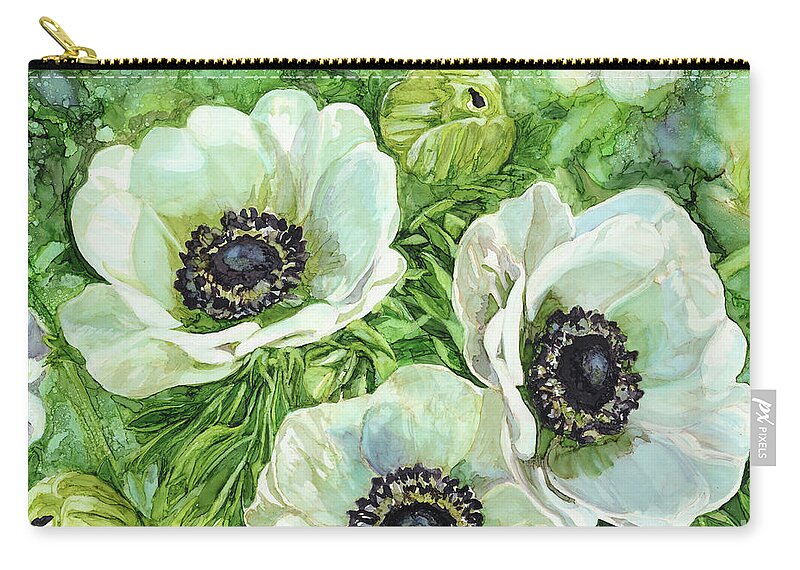 Floral Zip Pouch featuring the painting Anemones by Vicki Baun Barry