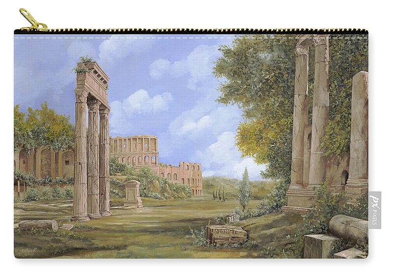 Landscapes Zip Pouch featuring the painting Anfiteatro Romano by Guido Borelli