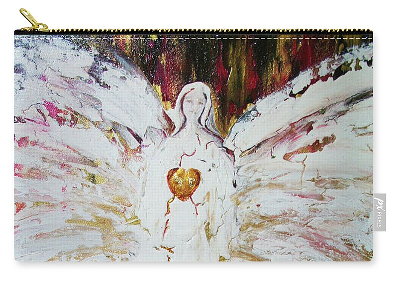 Angels Zip Pouch featuring the painting Angel of divine Healing by Alma Yamazaki