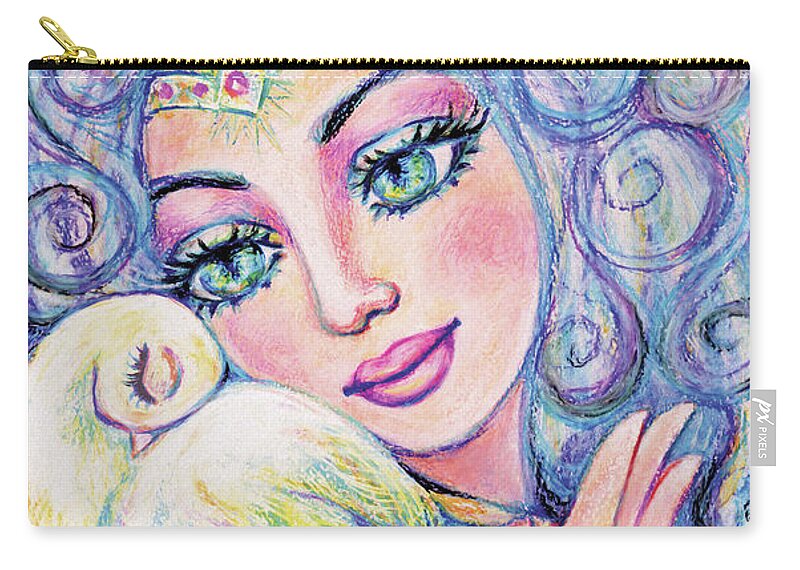 Angel Woman Carry-all Pouch featuring the painting Angel of Tranquility by Eva Campbell