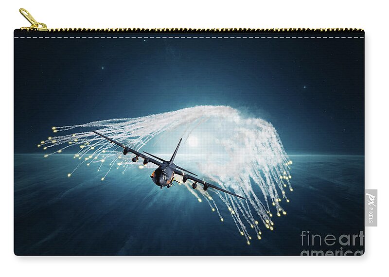Ac130 Zip Pouch featuring the digital art Angel Protector by Airpower Art