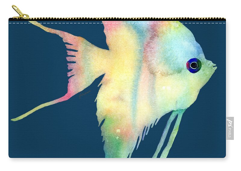 Fish Zip Pouch featuring the painting Angelfish I - Solid Background by Hailey E Herrera