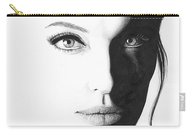Celebrity Zip Pouch featuring the drawing Angelina by Rob De Vries