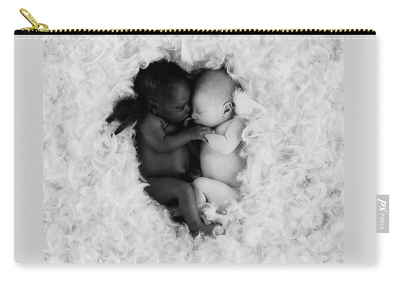 Black And White Zip Pouch featuring the photograph Angels by Anne Geddes