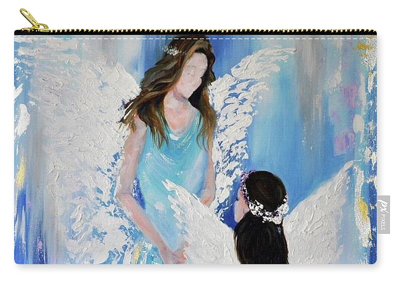 Angels Zip Pouch featuring the painting Angels by Debi Starr