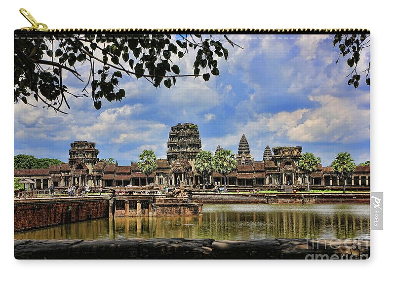 Cambodia Zip Pouch featuring the photograph Angkor Wat Panorama by Chuck Kuhn