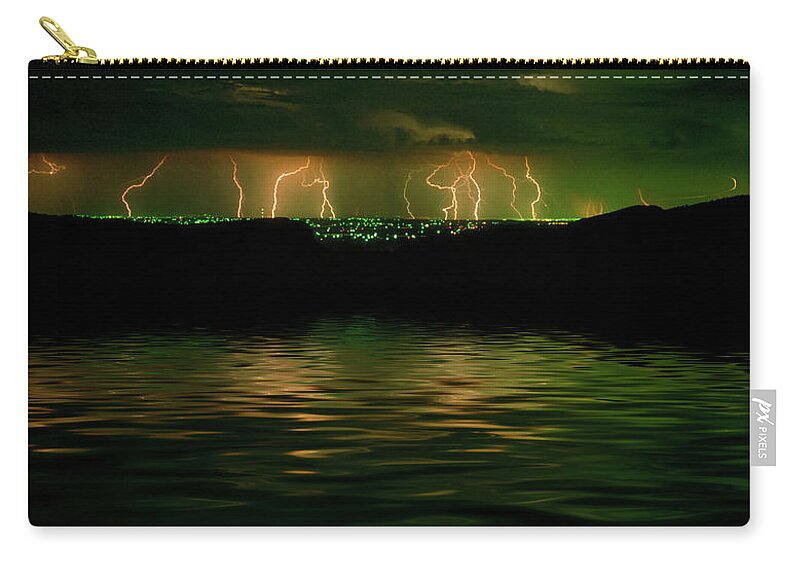 Lightning Zip Pouch featuring the photograph Angry Clouds by Jerry McElroy