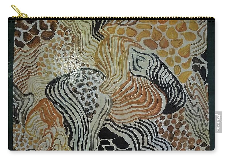 Floor Cloth Zip Pouch featuring the painting Animal Print Floor Cloth by Judith Espinoza