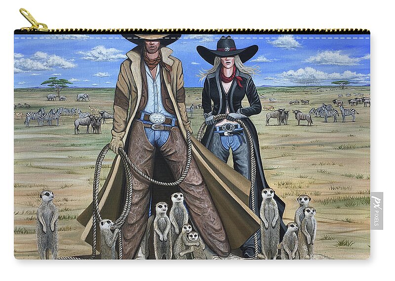 South Africa Zip Pouch featuring the painting Animal Protection by Lance Headlee