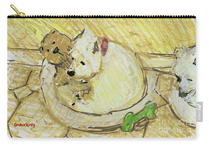 Annie Zip Pouch featuring the painting Annie with Bear by Candace Lovely