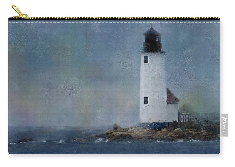 Lighthouse Zip Pouch featuring the digital art Anisquam Rain by Sand And Chi