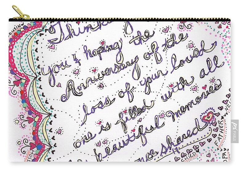 Caregiver Zip Pouch featuring the drawing Anniversary Memorial by Carole Brecht