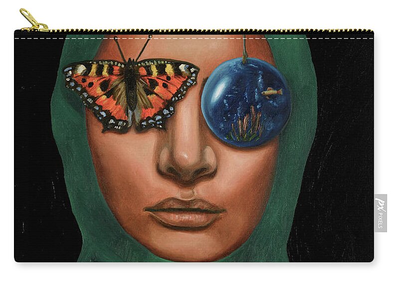 Butterfly Zip Pouch featuring the painting Anonymous 3 by Leah Saulnier The Painting Maniac