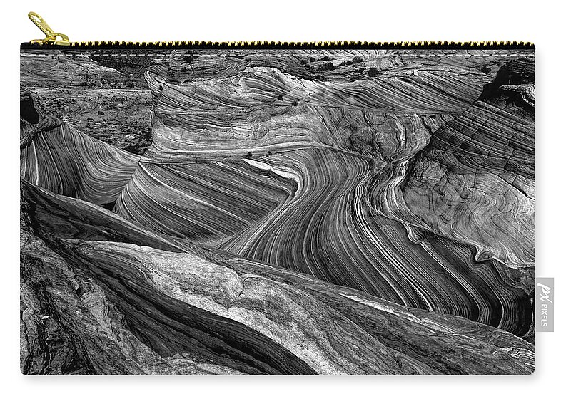The Wave Zip Pouch featuring the photograph Another World B/W by Jonathan Davison