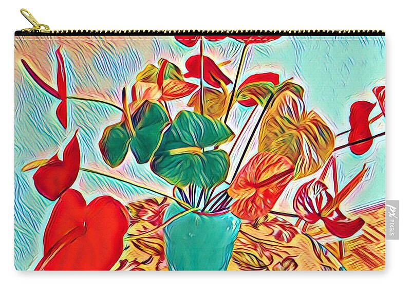 #flowersofaloha #alohabouquetoftheday #flowerpower #flowers #anthuriums #hawaii Zip Pouch featuring the photograph Anthurium Bouquet of the Day - Multiple Color by Joalene Young