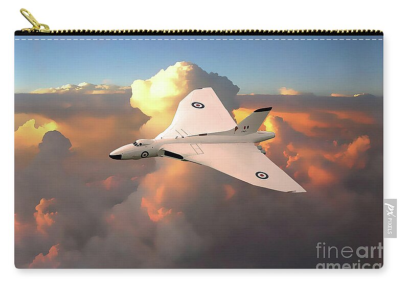 Vulcan Zip Pouch featuring the digital art Anti Flash White Vulcan Bomber by Airpower Art
