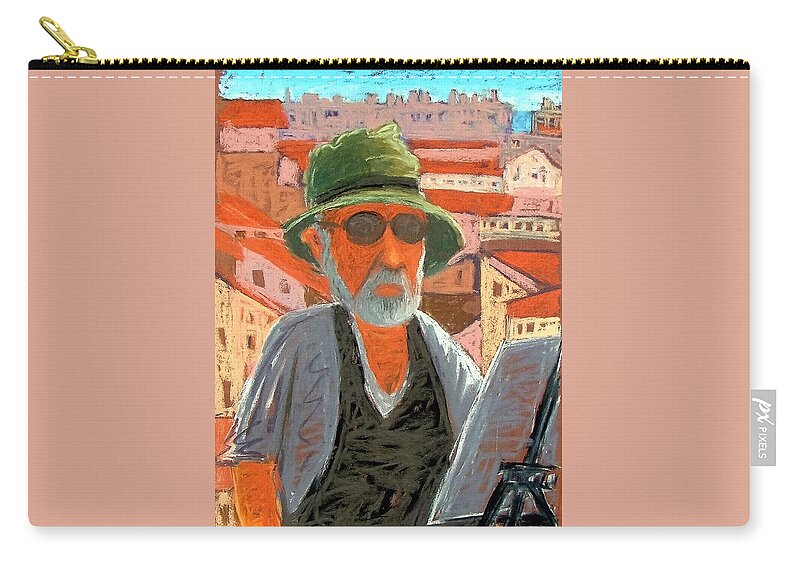 Self Portrait Zip Pouch featuring the painting Antibes Self by Gary Coleman