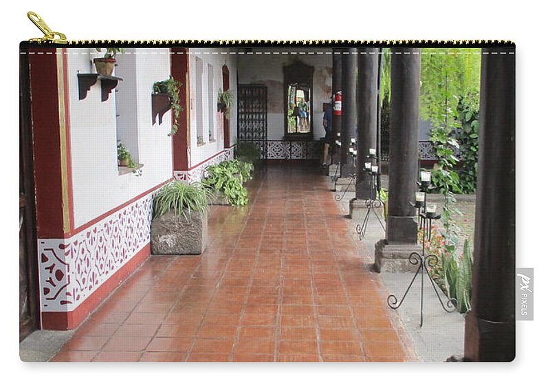 Antigua Zip Pouch featuring the photograph Antigua Courtyard by Randall Weidner