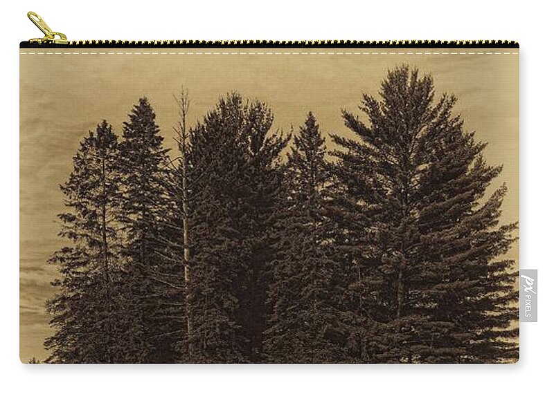 Sepia Zip Pouch featuring the photograph Antique Boom Lake Pines by Dale Kauzlaric