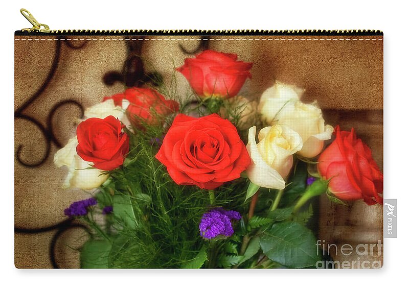 Roses Zip Pouch featuring the photograph Antique Bouquet by Joan Bertucci