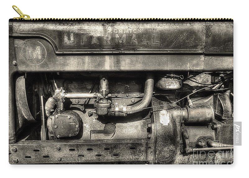 Tractor Engine Zip Pouch featuring the photograph Antique Farmall Engine by Mike Eingle